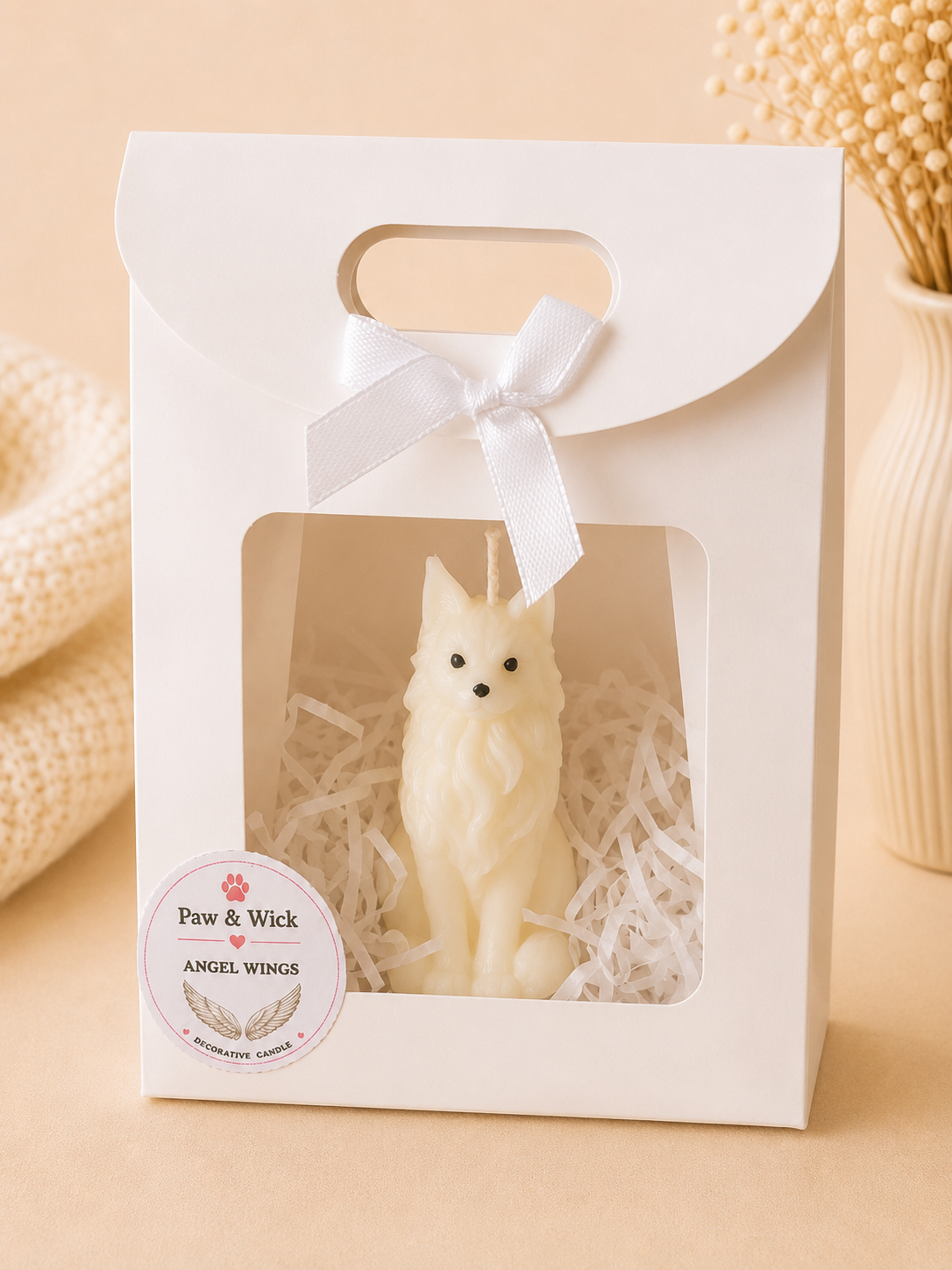 Angel Wings Tabby Candle