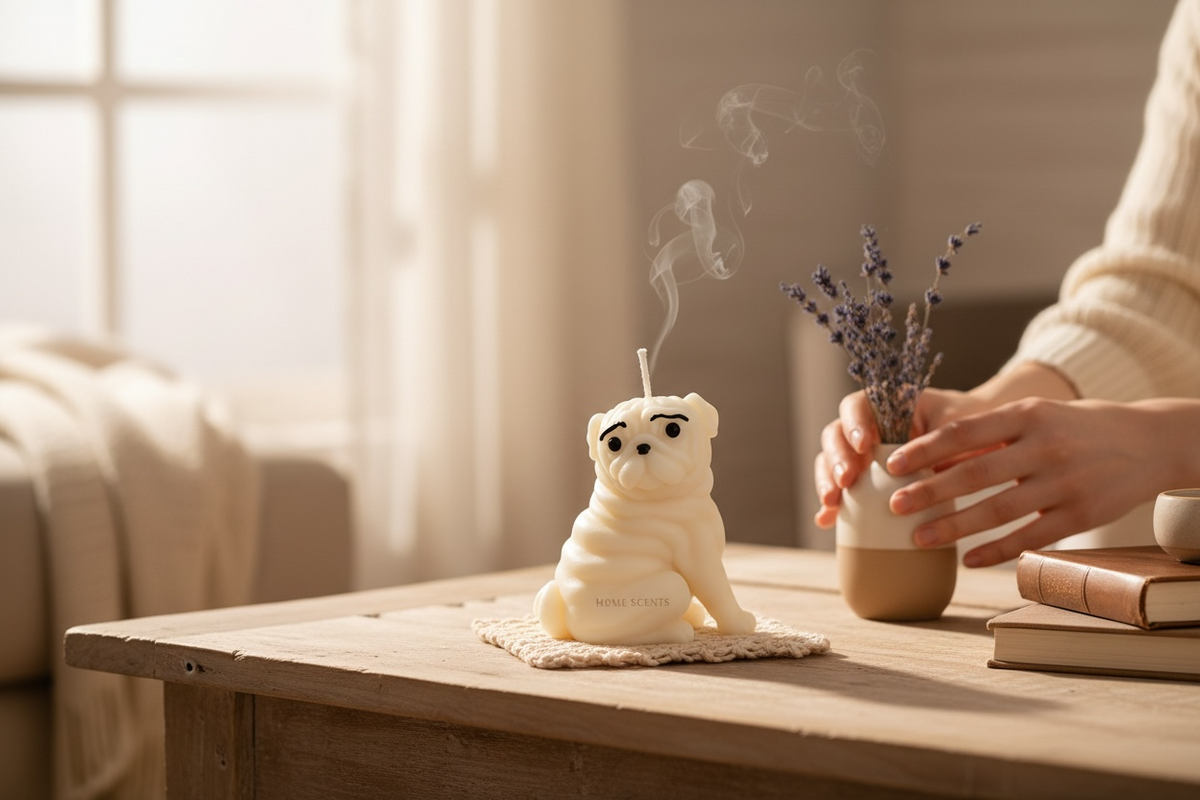Angel Wings Pug Candle