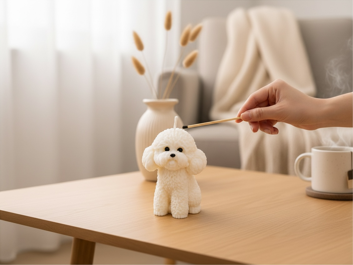 Angel Wings Poodle Memorial Candle
