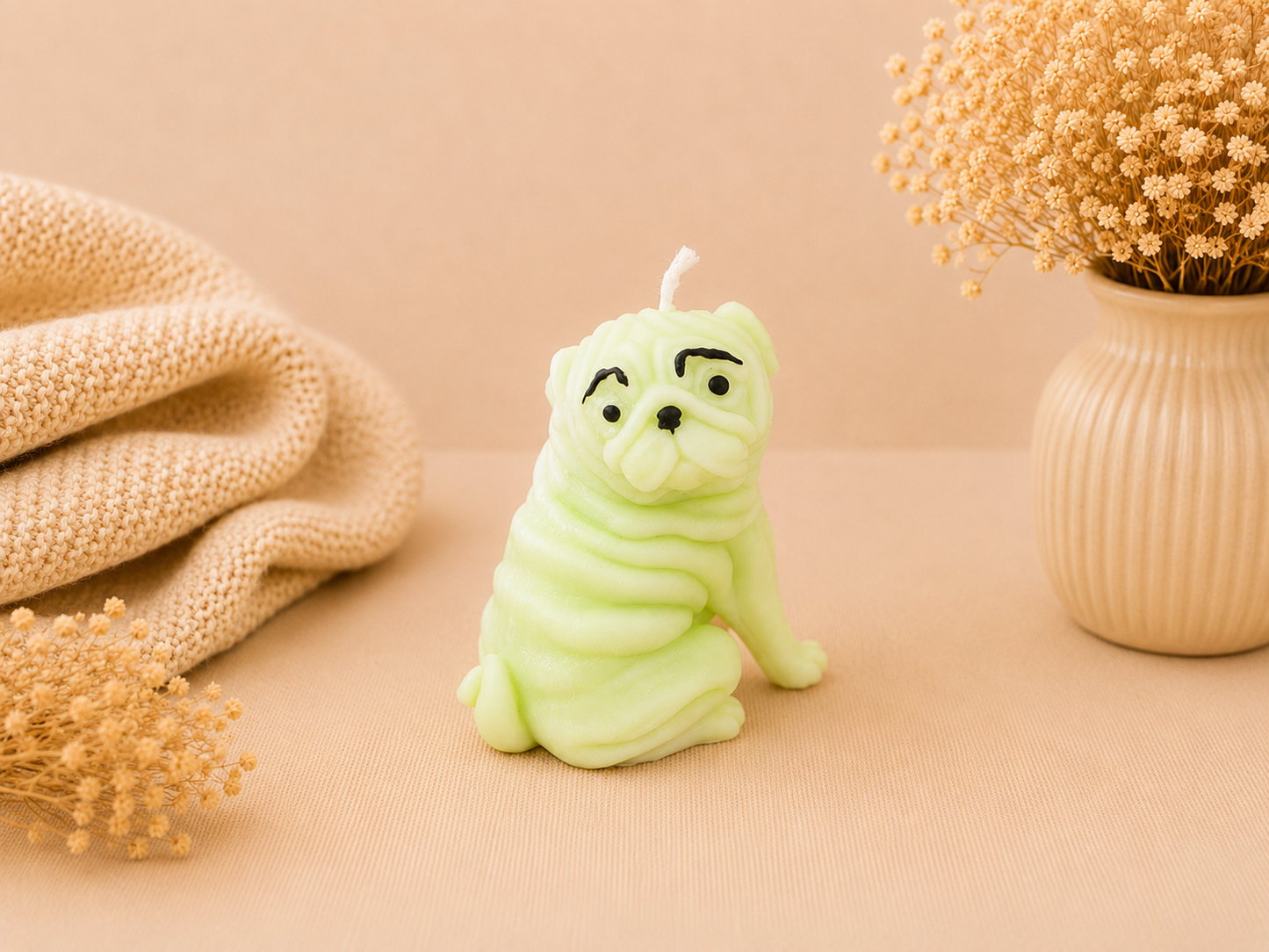 Tropical Pug Candle