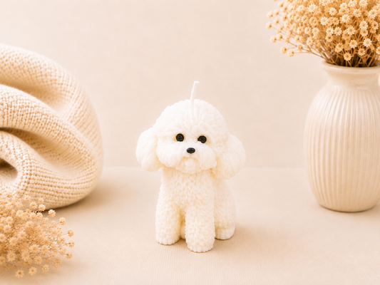 Angel Wings Poodle Memorial Candle