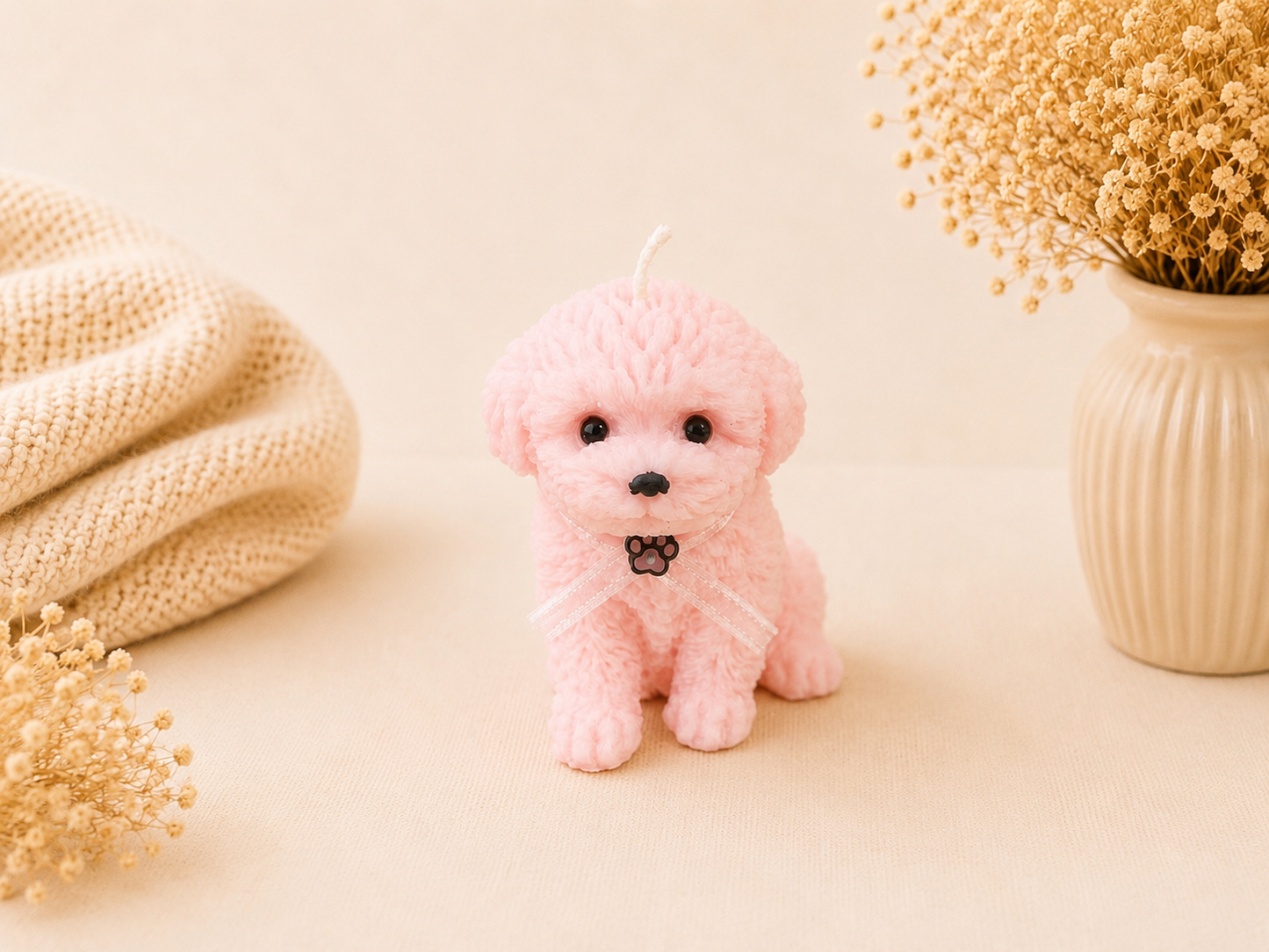 Marshmallow Pup Decorative Candle