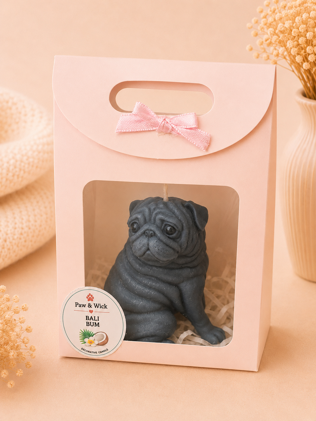 Bali Pug Statement Candle