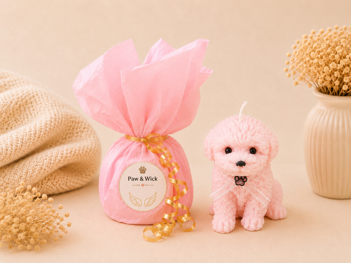 Marshmallow Pup Statement Candle