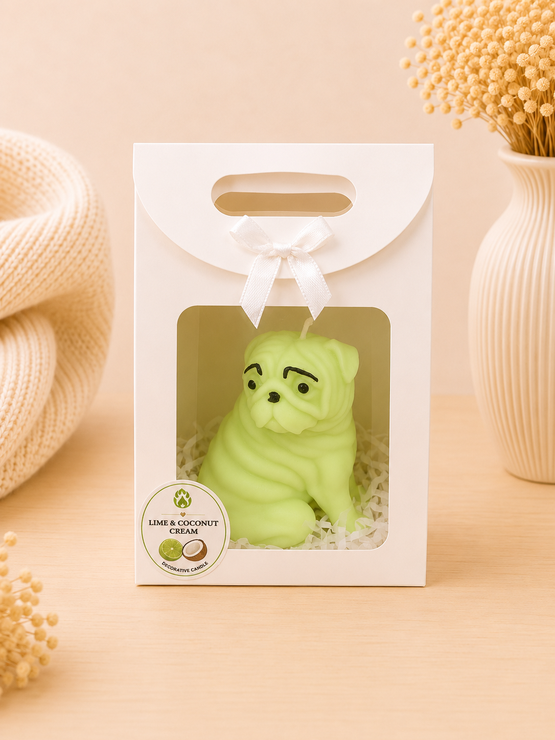 Tropical Pug Candle