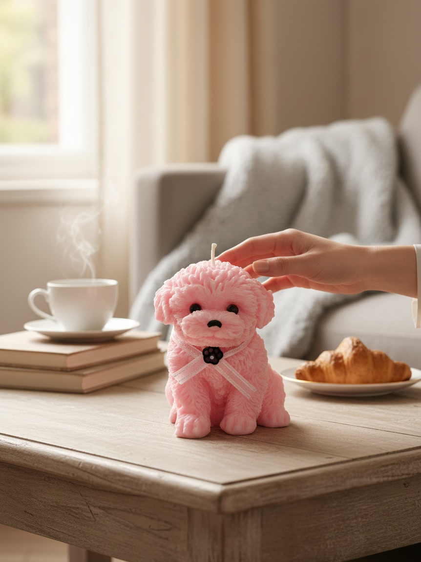 Marshmallow Pup Statement Candle