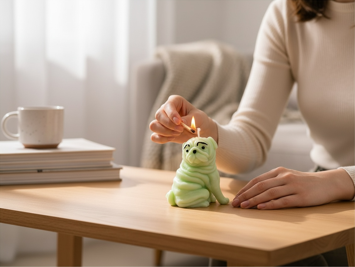 Tropical Pug Candle